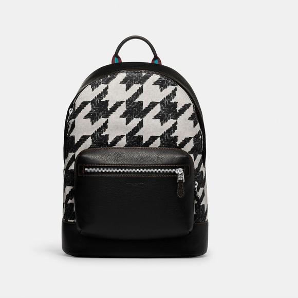 West Backpack With Houndstooth Print - Picture 1 of 9